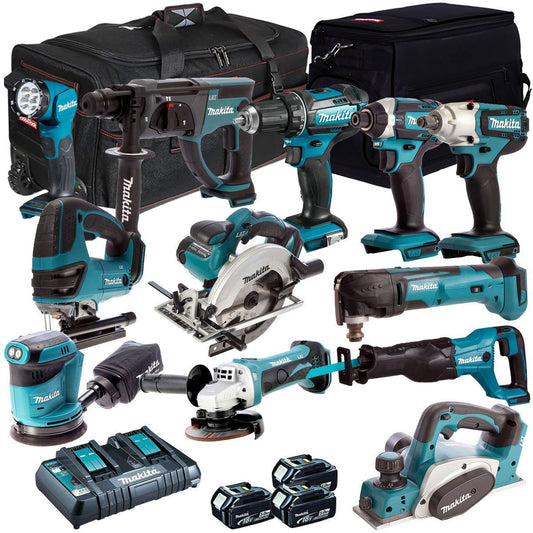 Makita 12 Piece Power Tool Kit 18V LXT 3 x 5.0Ah Battery & Charger T4TKIT-259
